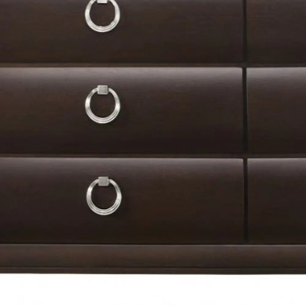 63" Merlot Solid and Manufactured Wood Six Drawer Double Dresser Homeroots Bed & Bath