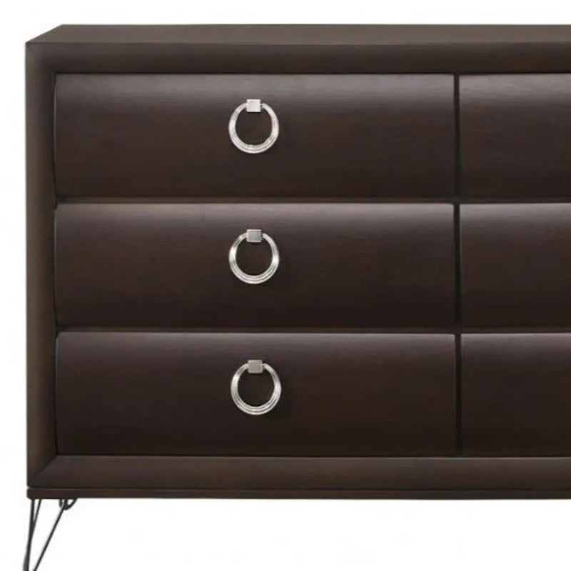 63" Merlot Solid and Manufactured Wood Six Drawer Double Dresser Homeroots Bed & Bath