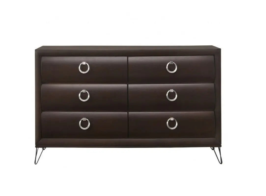 63" Merlot Solid and Manufactured Wood Six Drawer Double Dresser Homeroots Bed & Bath