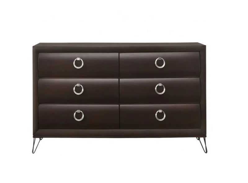 63" Merlot Solid and Manufactured Wood Six Drawer Double Dresser Homeroots Bed & Bath