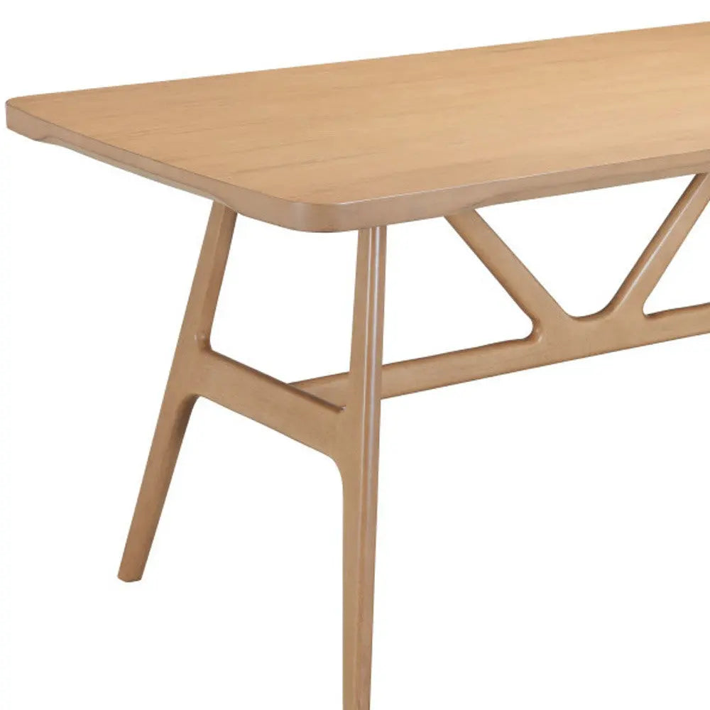 63" Natural Solid Wood Trestle Base Dining Table Homeroots Kitchen & Dining
