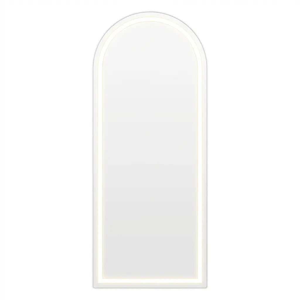 63" Silver Arch Lighted Freestanding And Wall Mounted Framed Full Length Mirror Homeroots Bed & Bath
