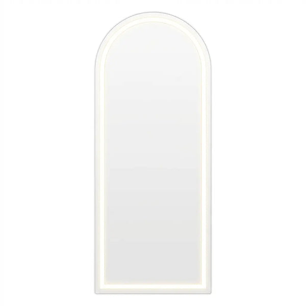 63" Silver Arch Lighted Freestanding And Wall Mounted Framed Full Length Mirror Homeroots Bed & Bath
