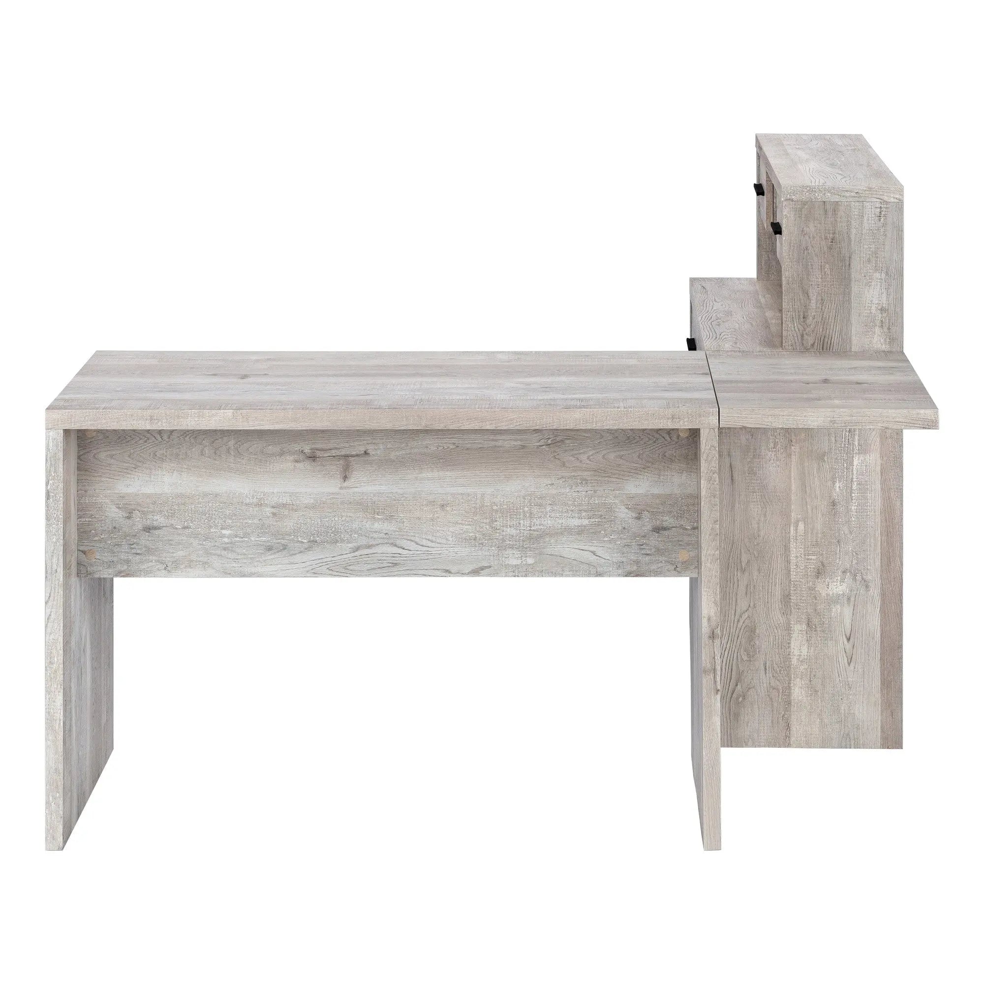 63" Taupe L Shape Computer Desk With Eight Drawers Homeroots Office