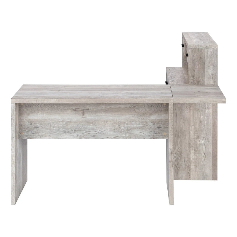 63" Taupe L Shape Computer Desk With Eight Drawers Homeroots Office