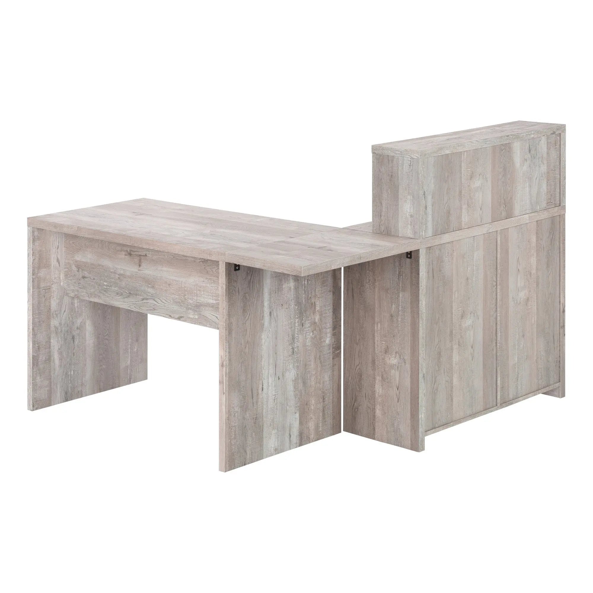 63" Taupe L Shape Computer Desk With Eight Drawers Homeroots Office