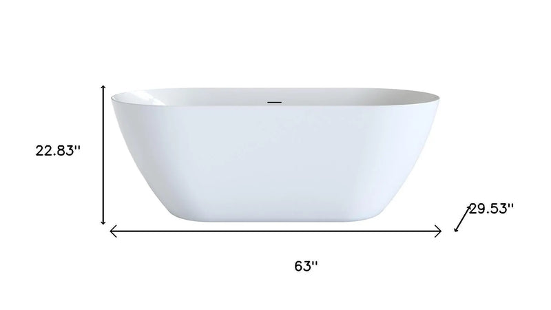63" White Acrylic Oval Bath Tub Homeroots Bed & Bath