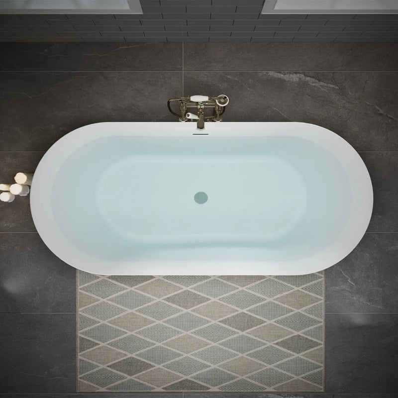 63" White Acrylic Oval Bath Tub Homeroots Bed & Bath