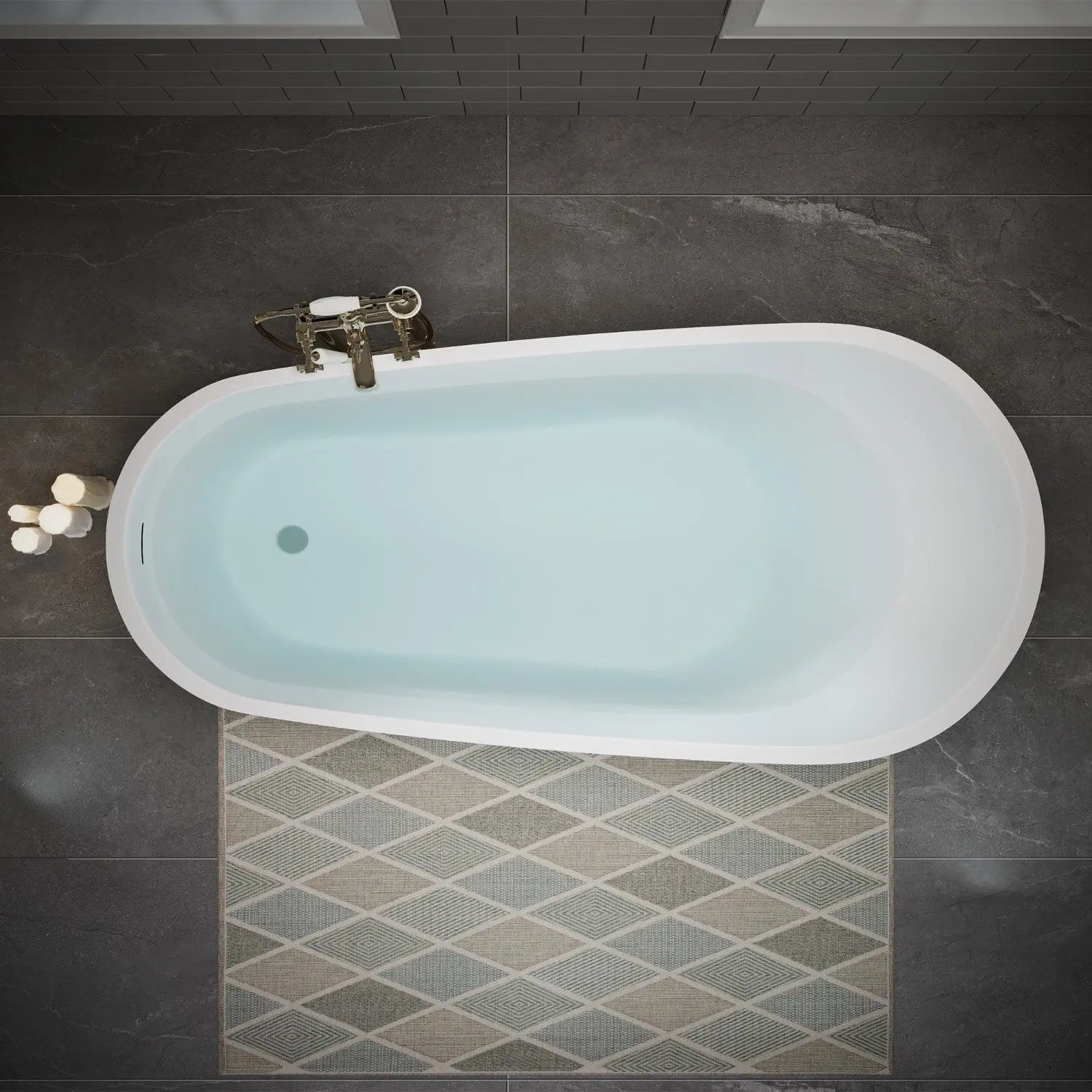 63" White Acrylic Oval Bath Tub Homeroots Bed & Bath