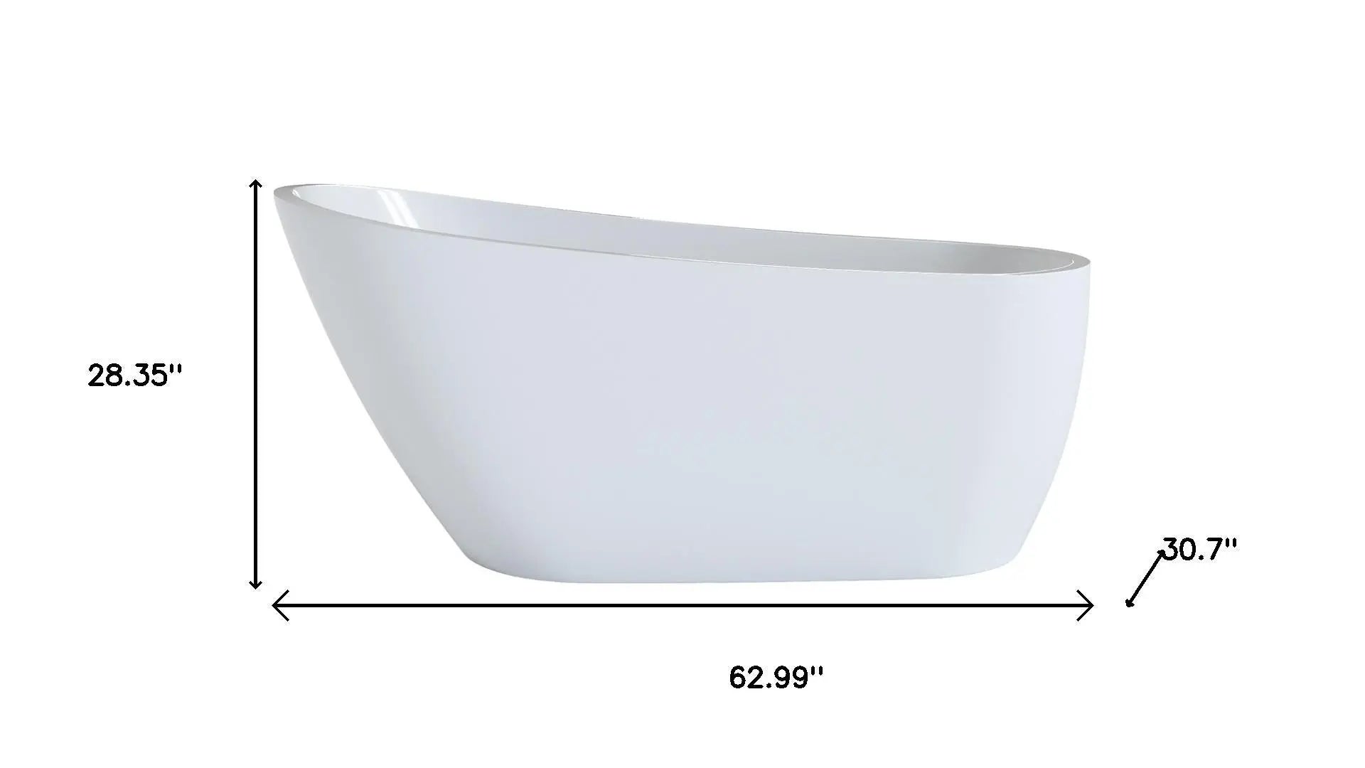 63" White Acrylic Oval Bath Tub Homeroots Bed & Bath