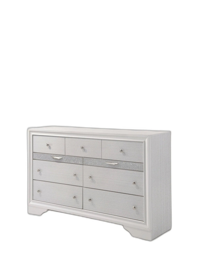 63" White Manufactured Wood Nine Drawer Triple Dresser - GreatEagleInc