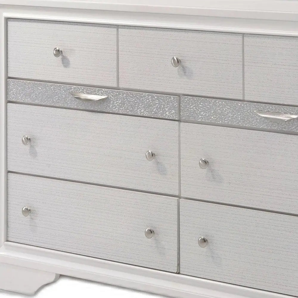 63" White Manufactured Wood Nine Drawer Triple Dresser - GreatEagleInc