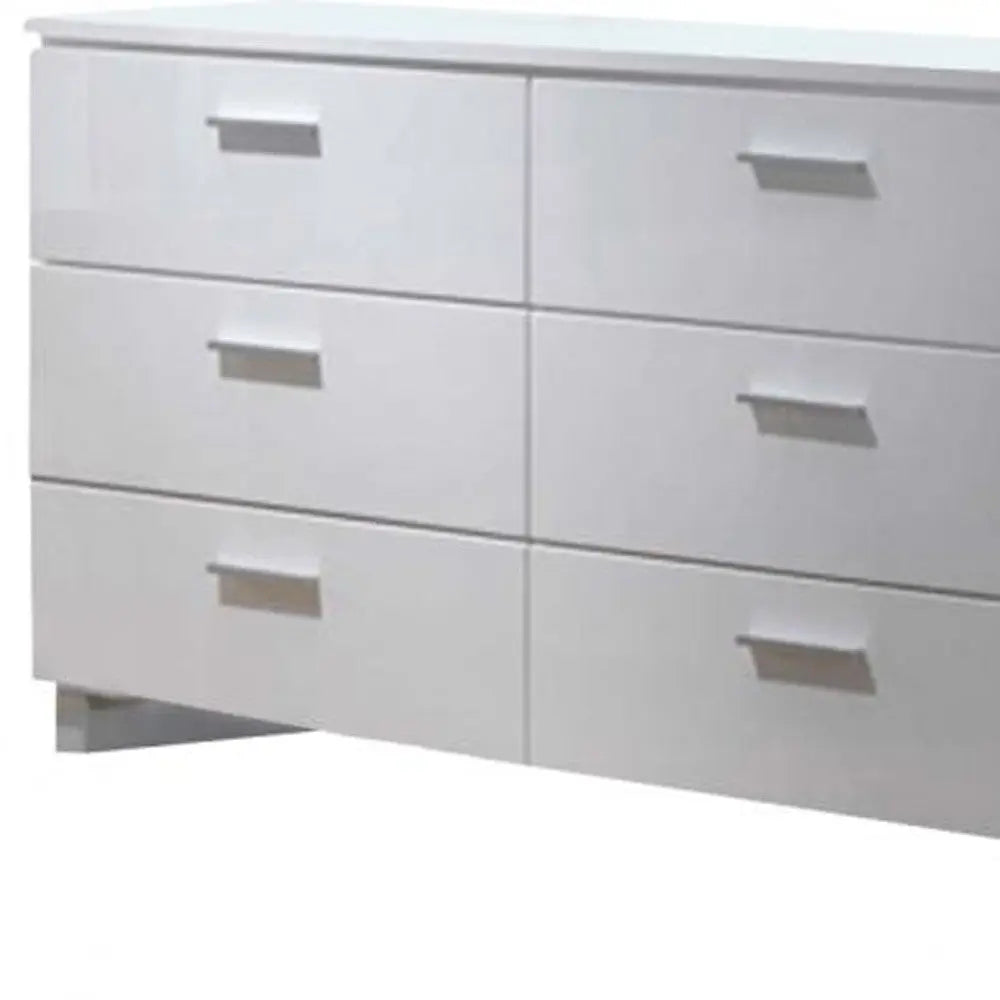 63" White Six Drawer Double Dresser - GreatEagleInc