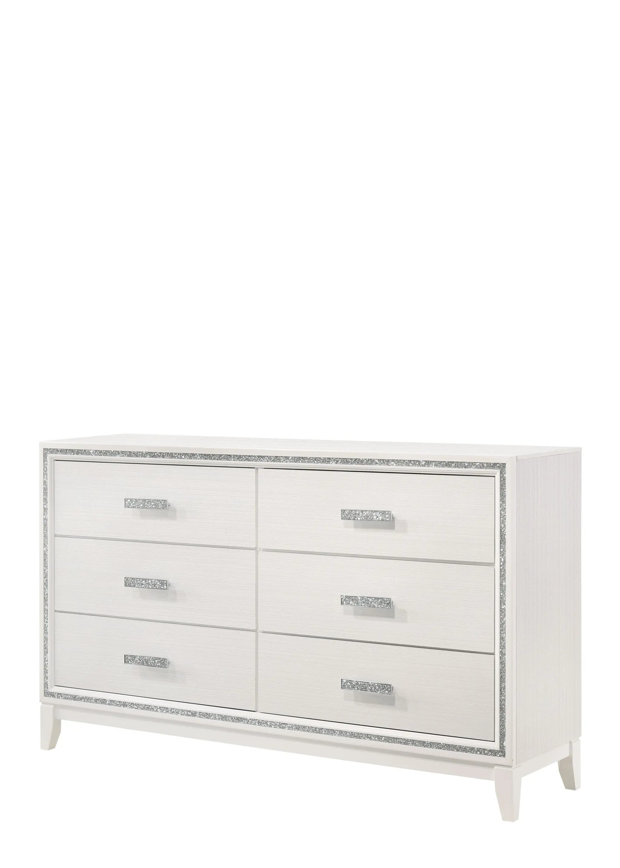 63" White Solid and Manufactured Wood Six Drawer Double Dresser Homeroots Bed & Bath