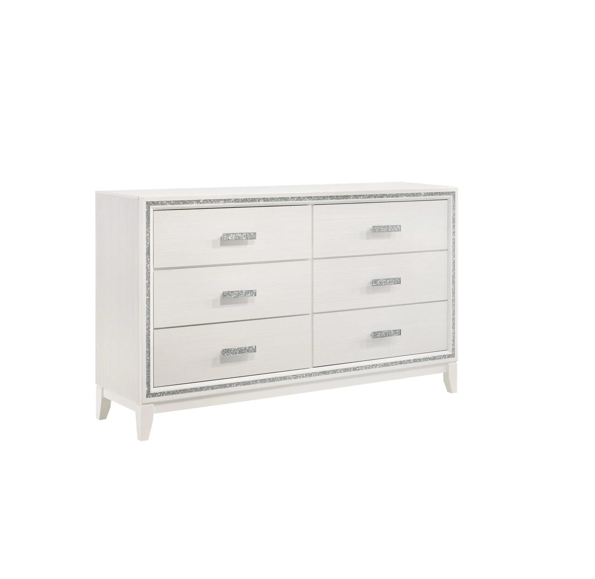 63" White Solid and Manufactured Wood Six Drawer Double Dresser Homeroots Bed & Bath