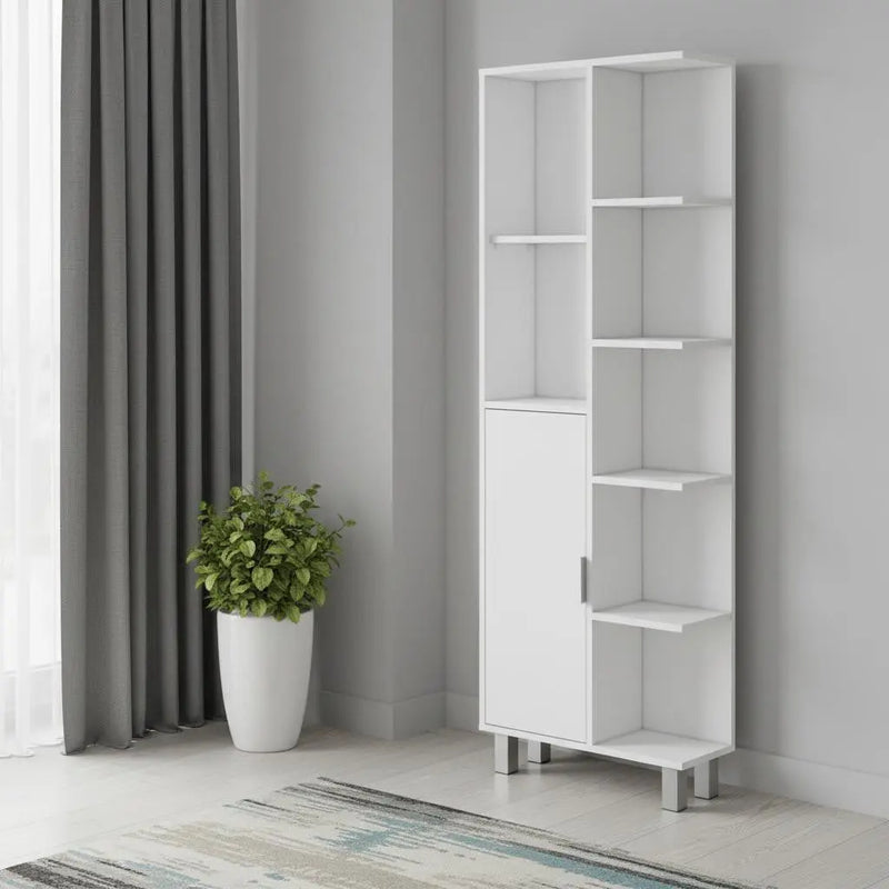 63" White Wood Accent Cabinet With Single Door Homeroots Kitchen & Dining