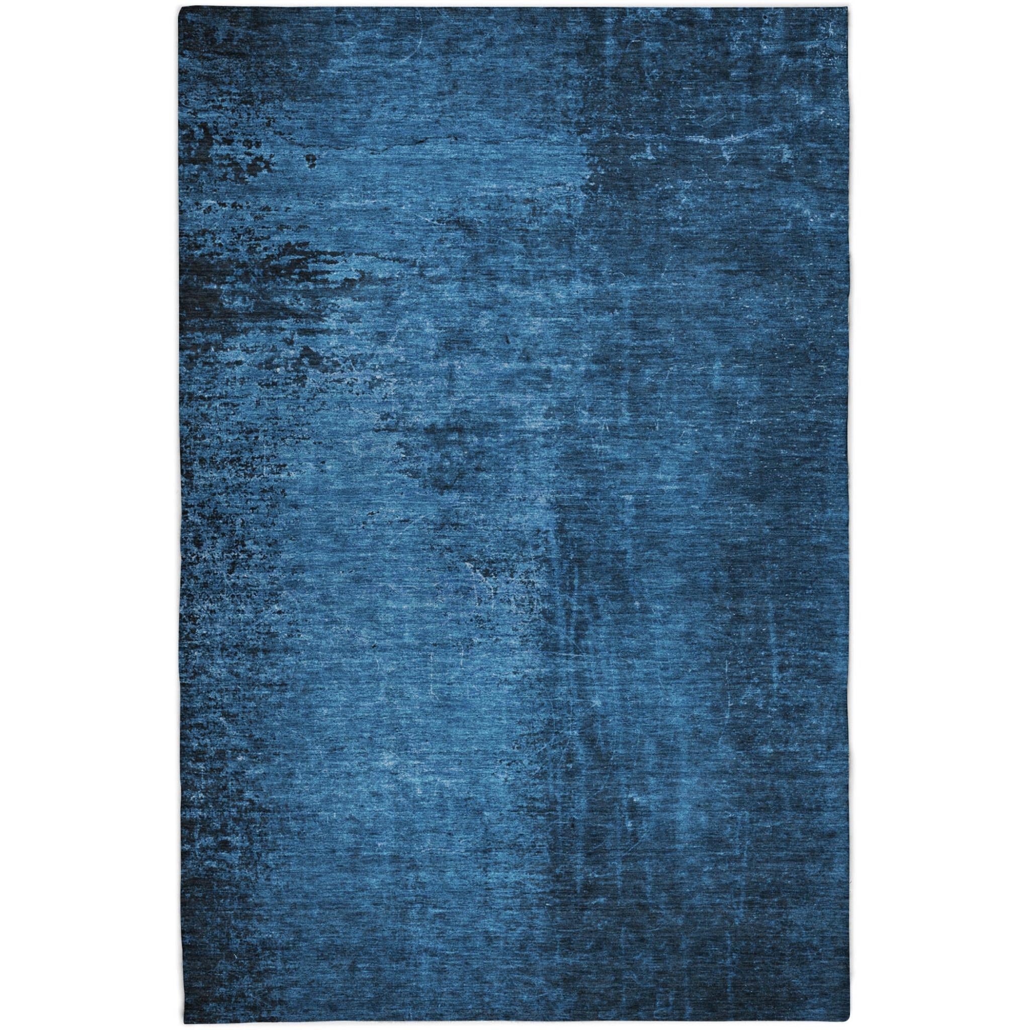 5' X 8' Navy Blue And Charcoal Abstract Shag Washable Area Rug With UV Protection - Home & Garden
