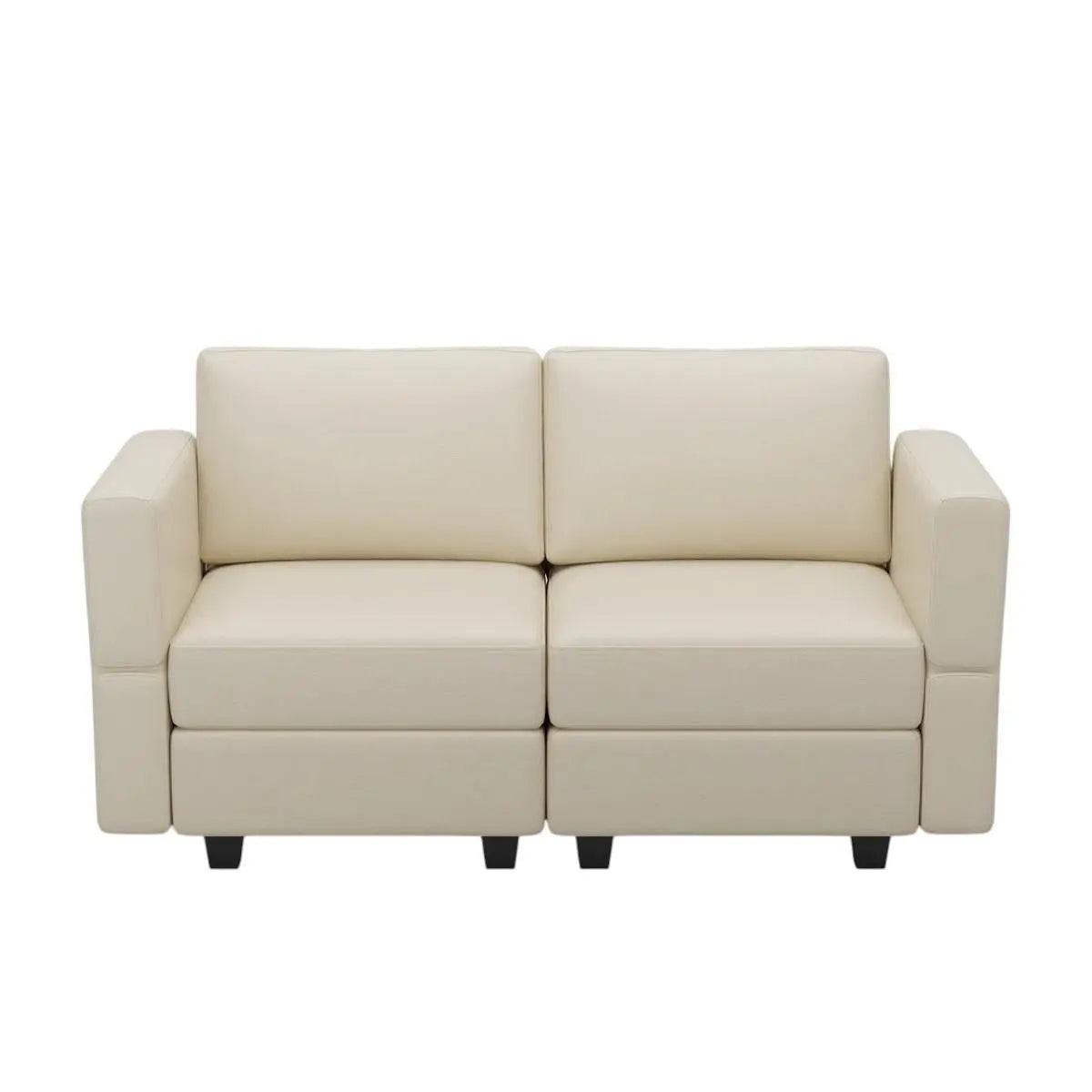 64" Beige Faux Leather Loveseat With Storage Homeroots Living Room