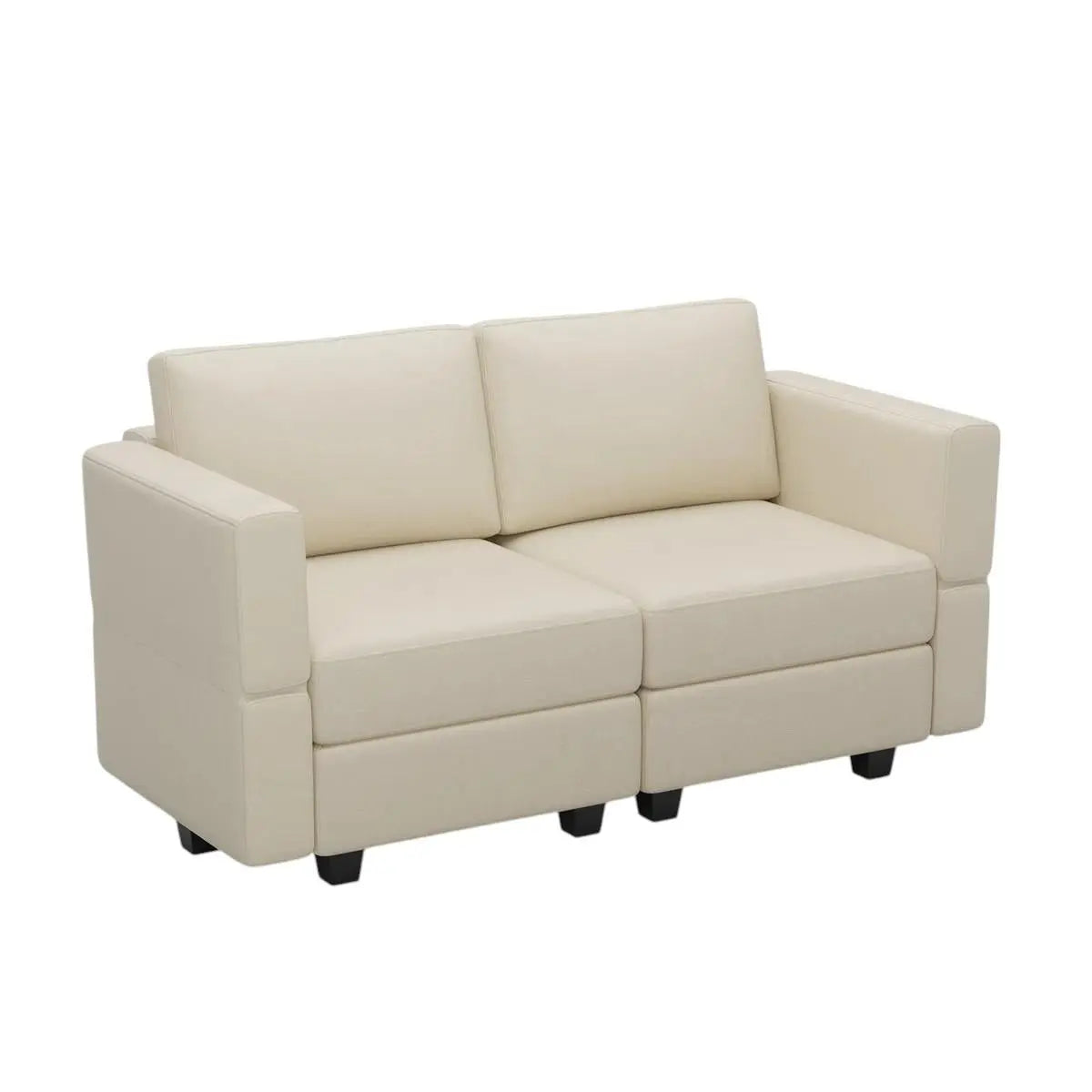 64" Beige Faux Leather Loveseat With Storage Homeroots Living Room