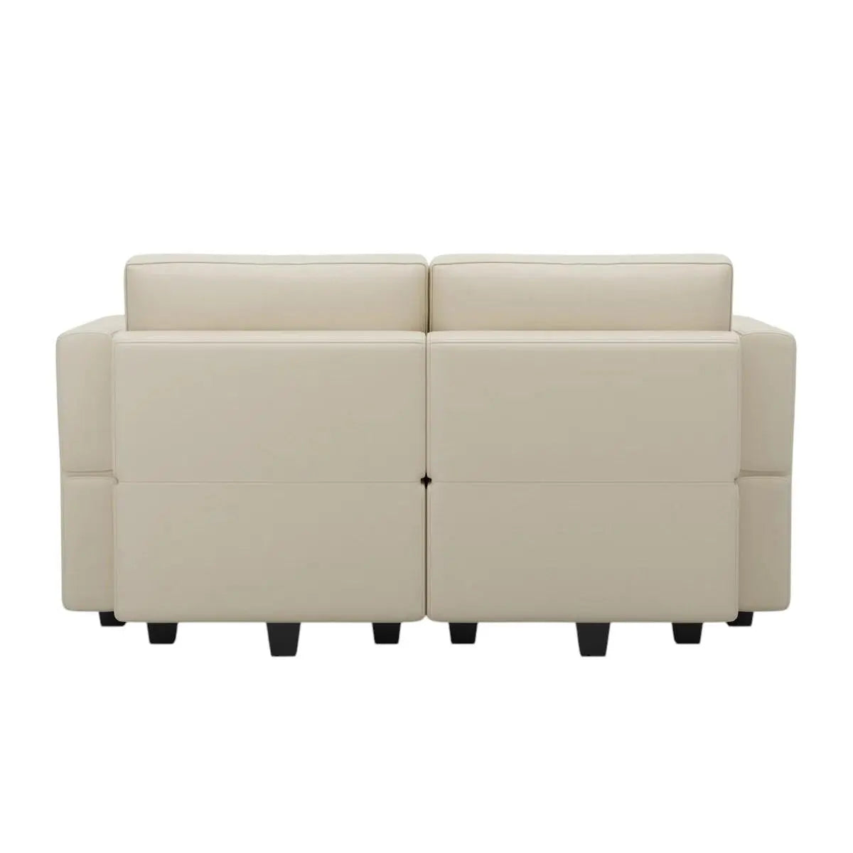 64" Beige Faux Leather Loveseat With Storage Homeroots Living Room