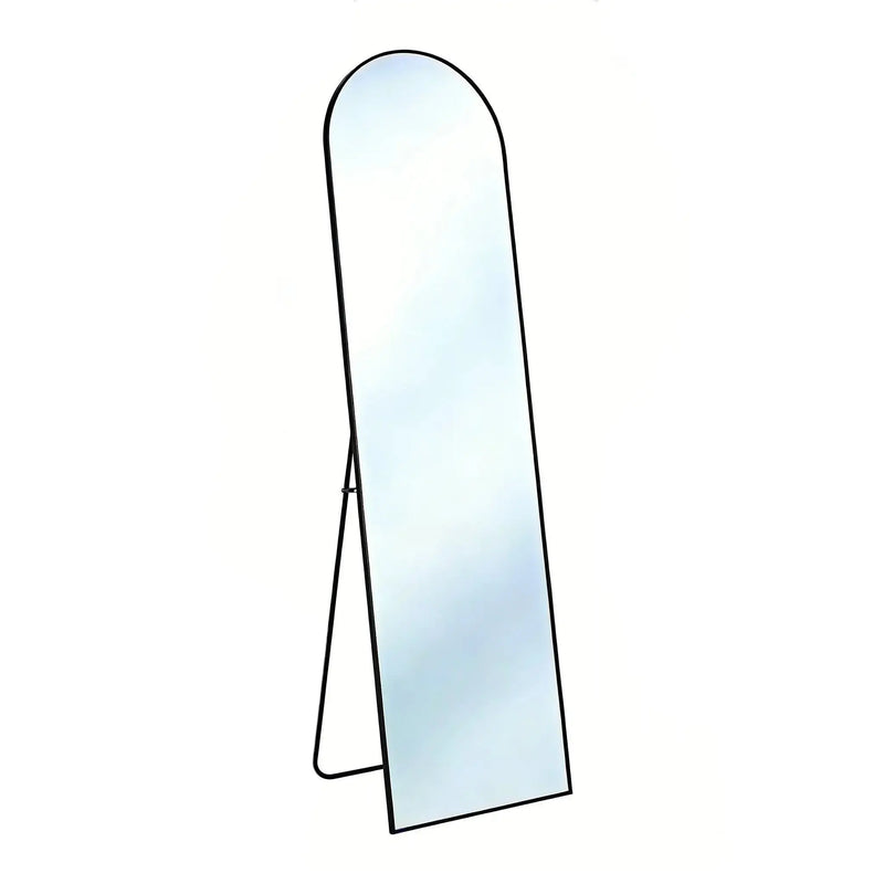 64" Black Aluminum Arch Freestanding And Wall Mounted Framed Full Length Mirror Homeroots Bed & Bath