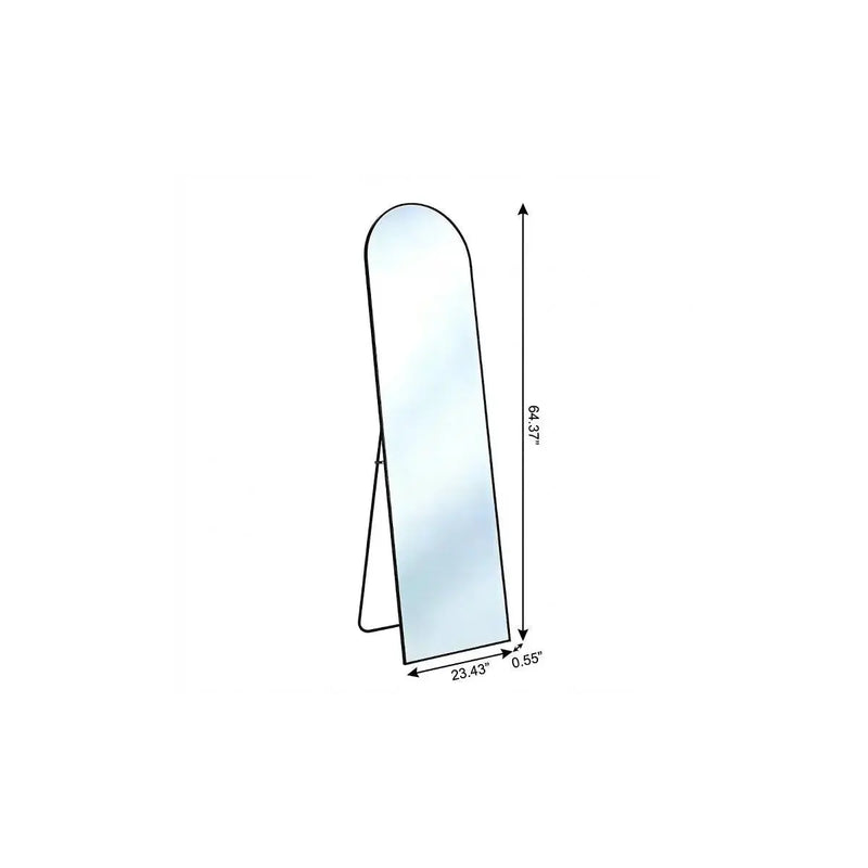 64" Black Aluminum Arch Freestanding And Wall Mounted Framed Full Length Mirror Homeroots Bed & Bath