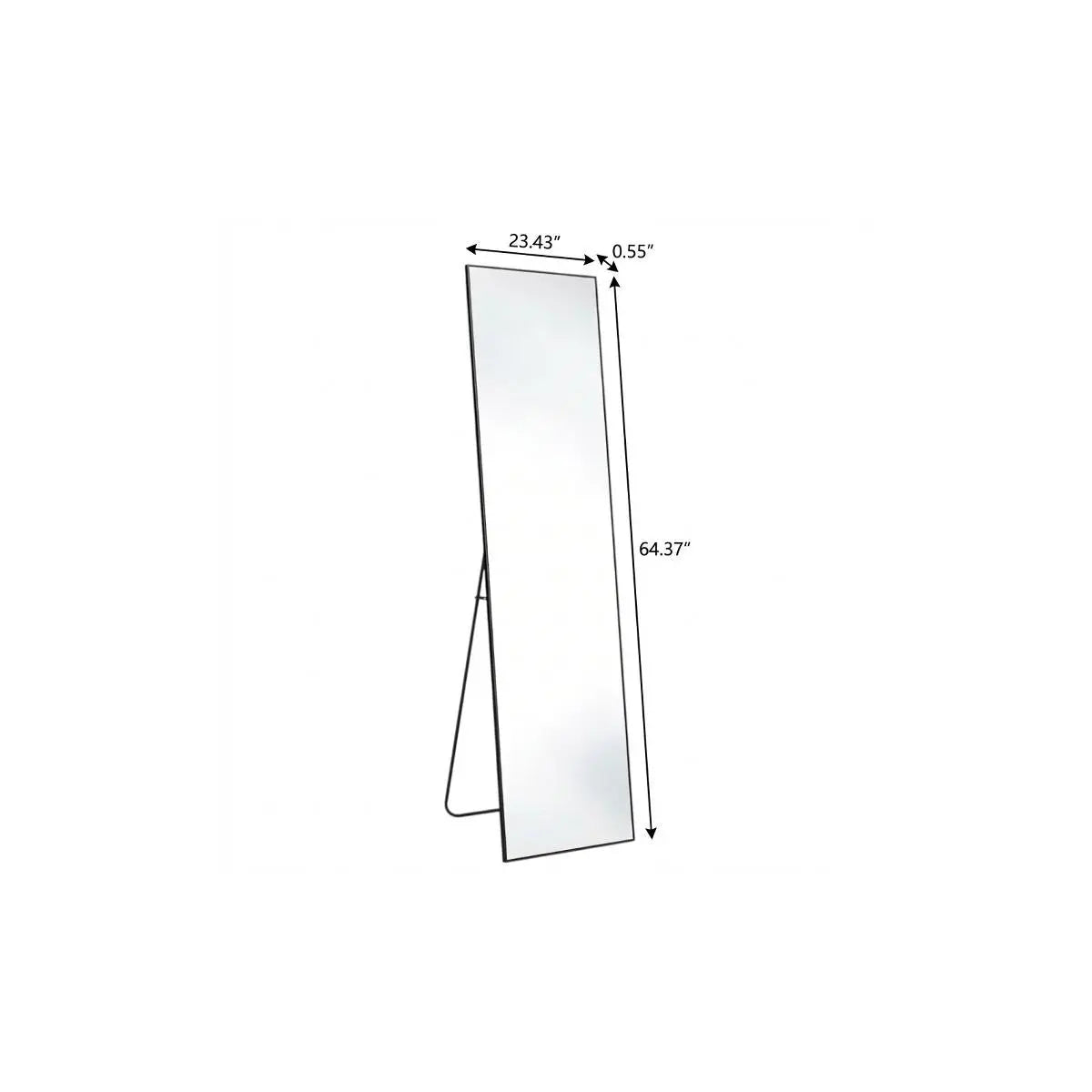 64" Black Aluminum Freestanding And Wall Mounted Framed Full Length Mirror Homeroots Bed & Bath