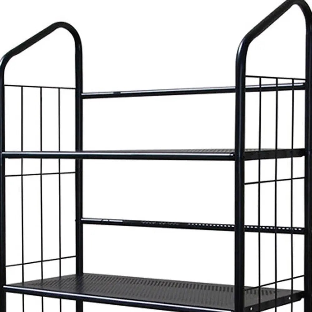 64" Black Metal Five Tier Bookcase Homeroots Office