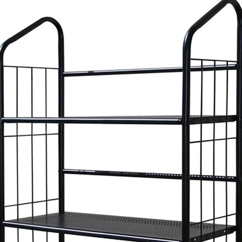 64" Black Metal Five Tier Bookcase Homeroots Office