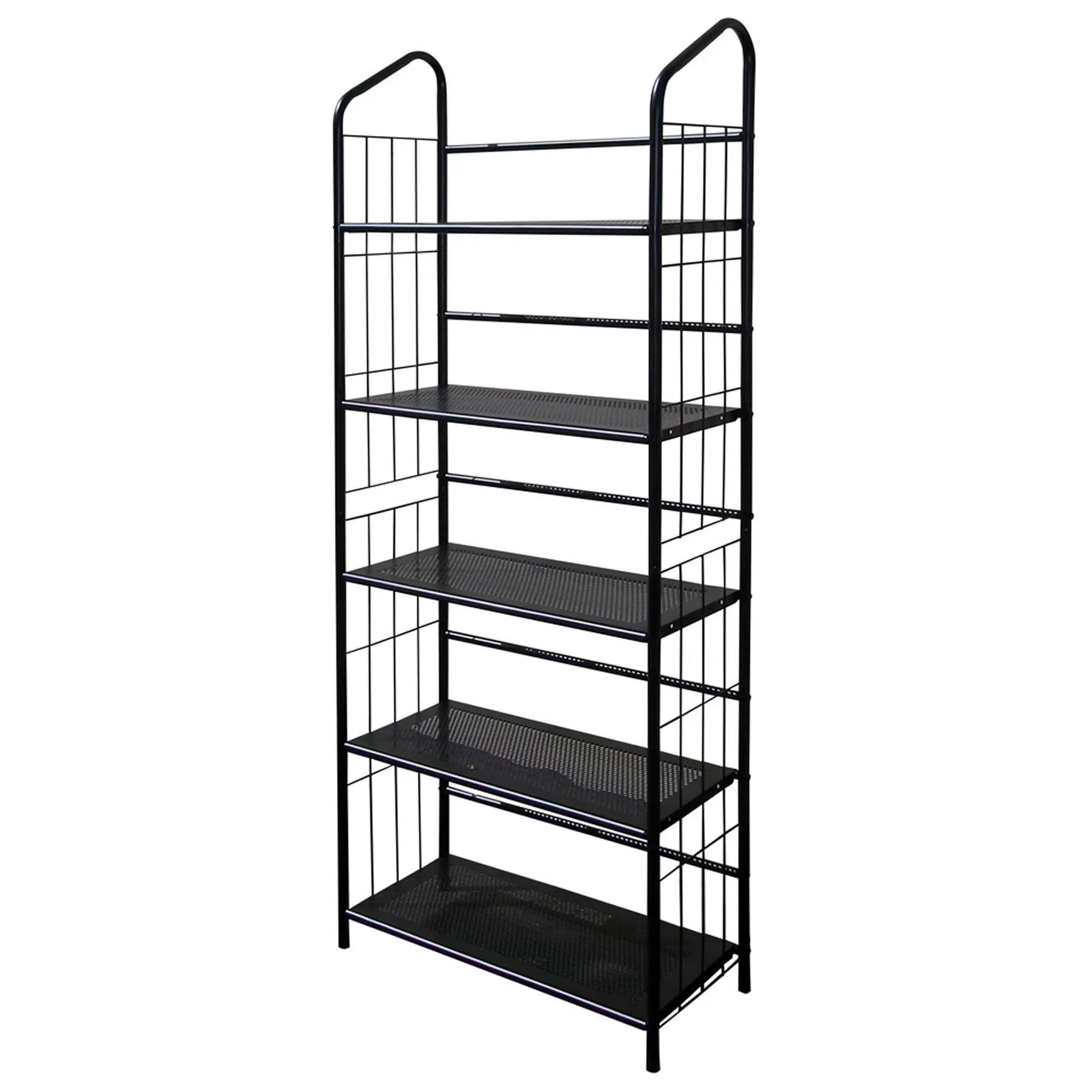 64" Black Metal Five Tier Bookcase Homeroots Office