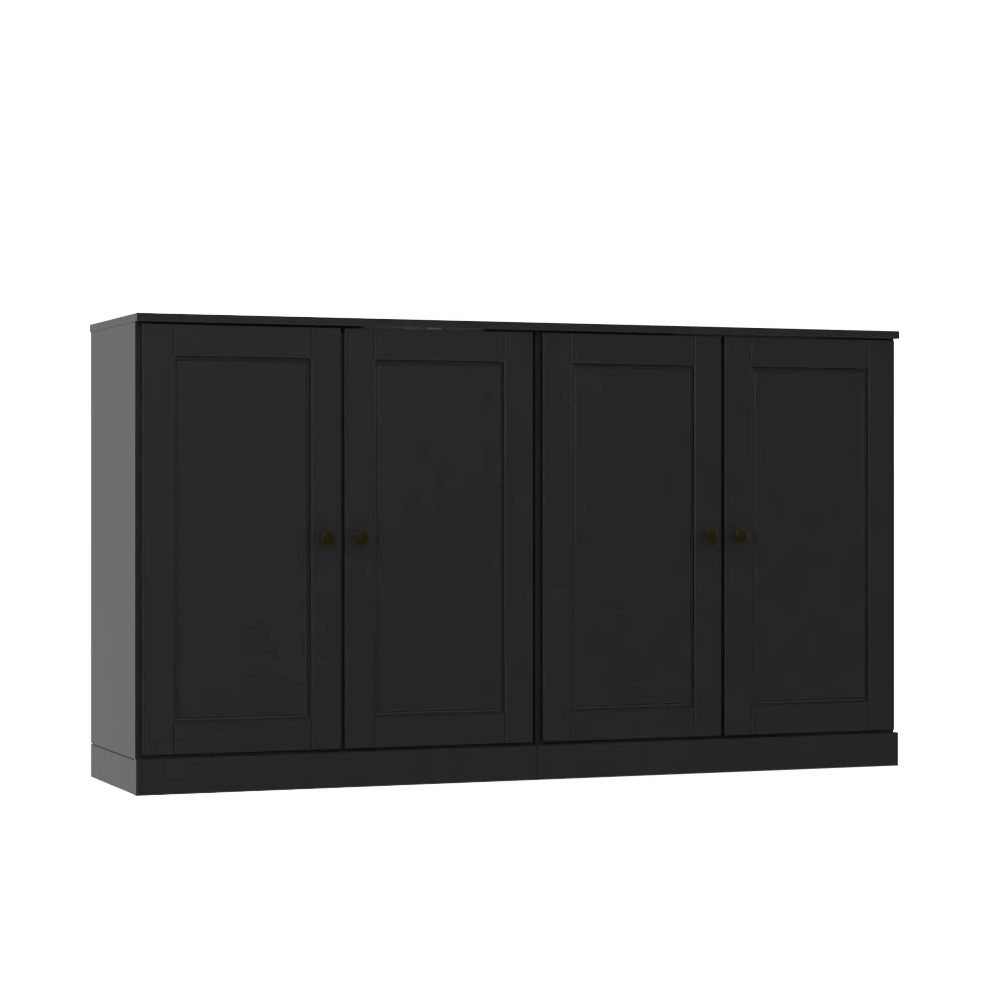 64" Black Solid Wood Sideboard With Two Doors Homeroots Kitchen & Dining