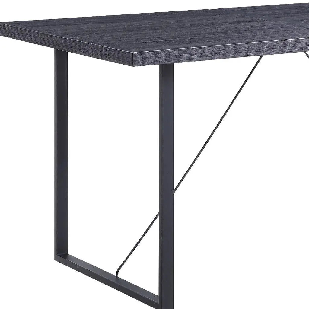 64" Dark Gray and Black Wood and Iron Sled Base Dining Table Homeroots Kitchen & Dining