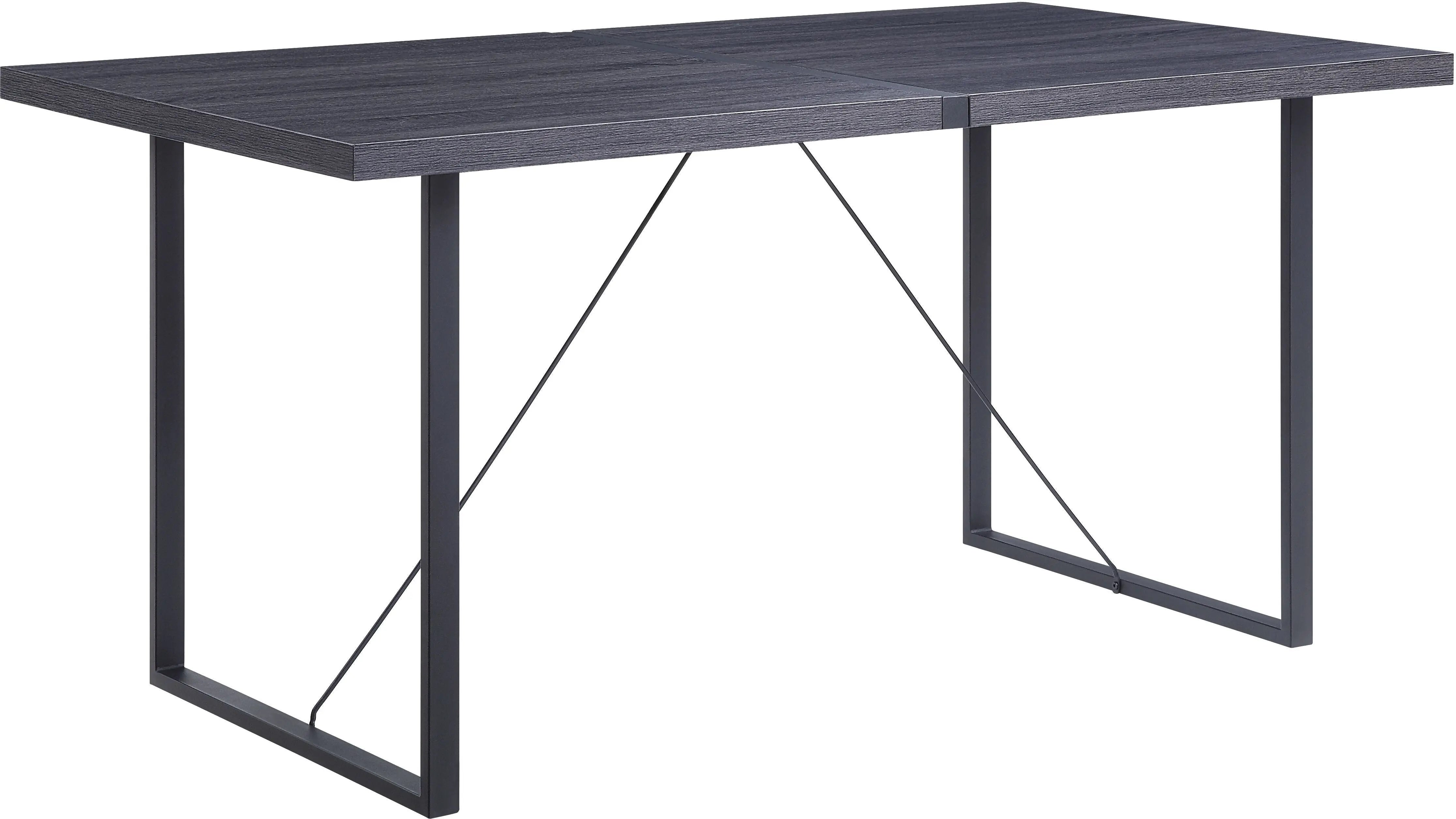 64" Dark Gray and Black Wood and Iron Sled Base Dining Table Homeroots Kitchen & Dining