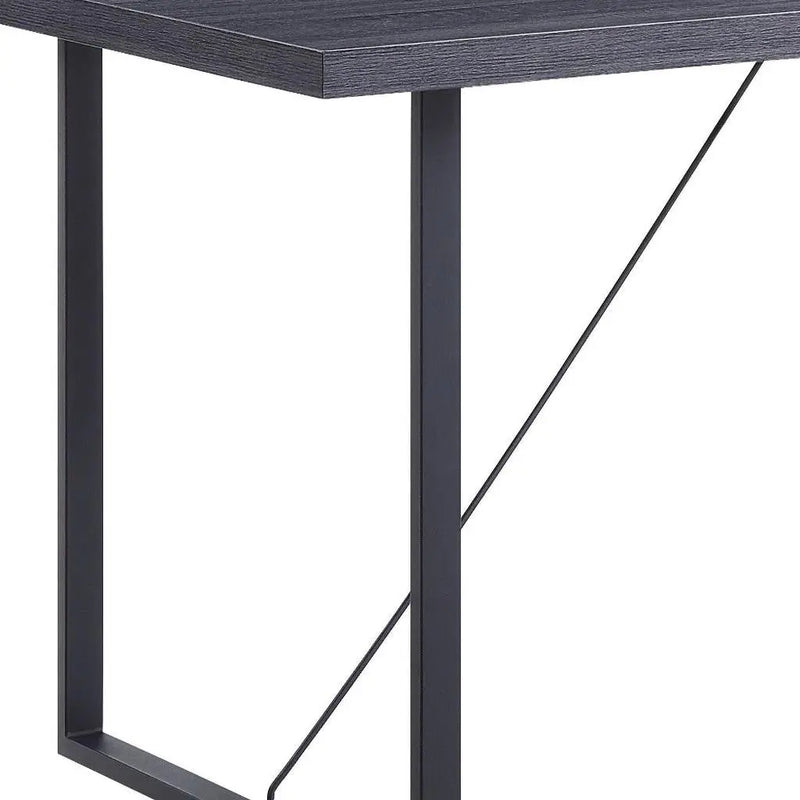64" Dark Gray and Black Wood and Iron Sled Base Dining Table Homeroots Kitchen & Dining