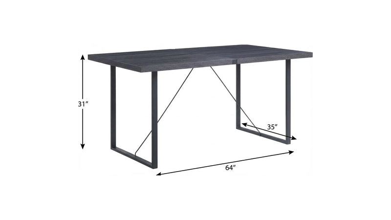 64" Dark Gray and Black Wood and Iron Sled Base Dining Table Homeroots Kitchen & Dining