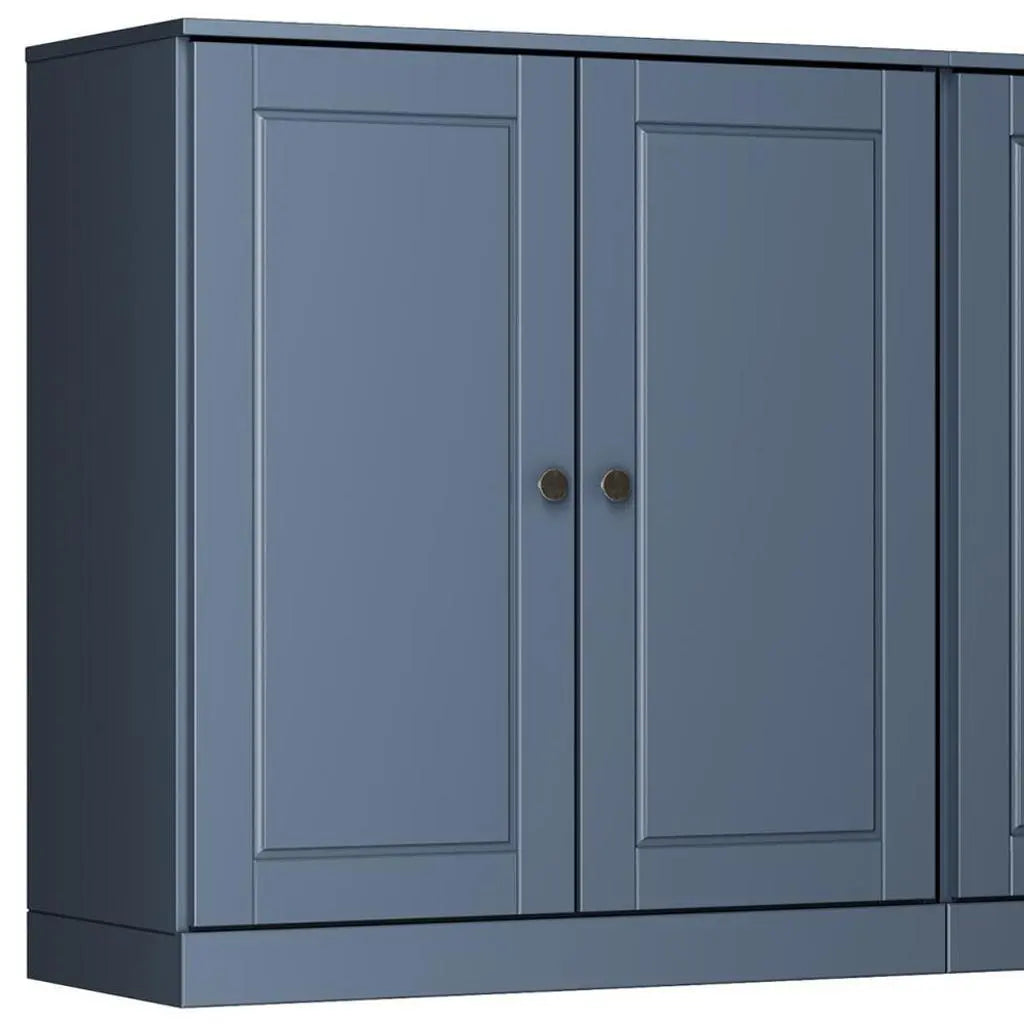 64" French Blue Solid Wood Sideboard With Two Doors Homeroots Kitchen & Dining