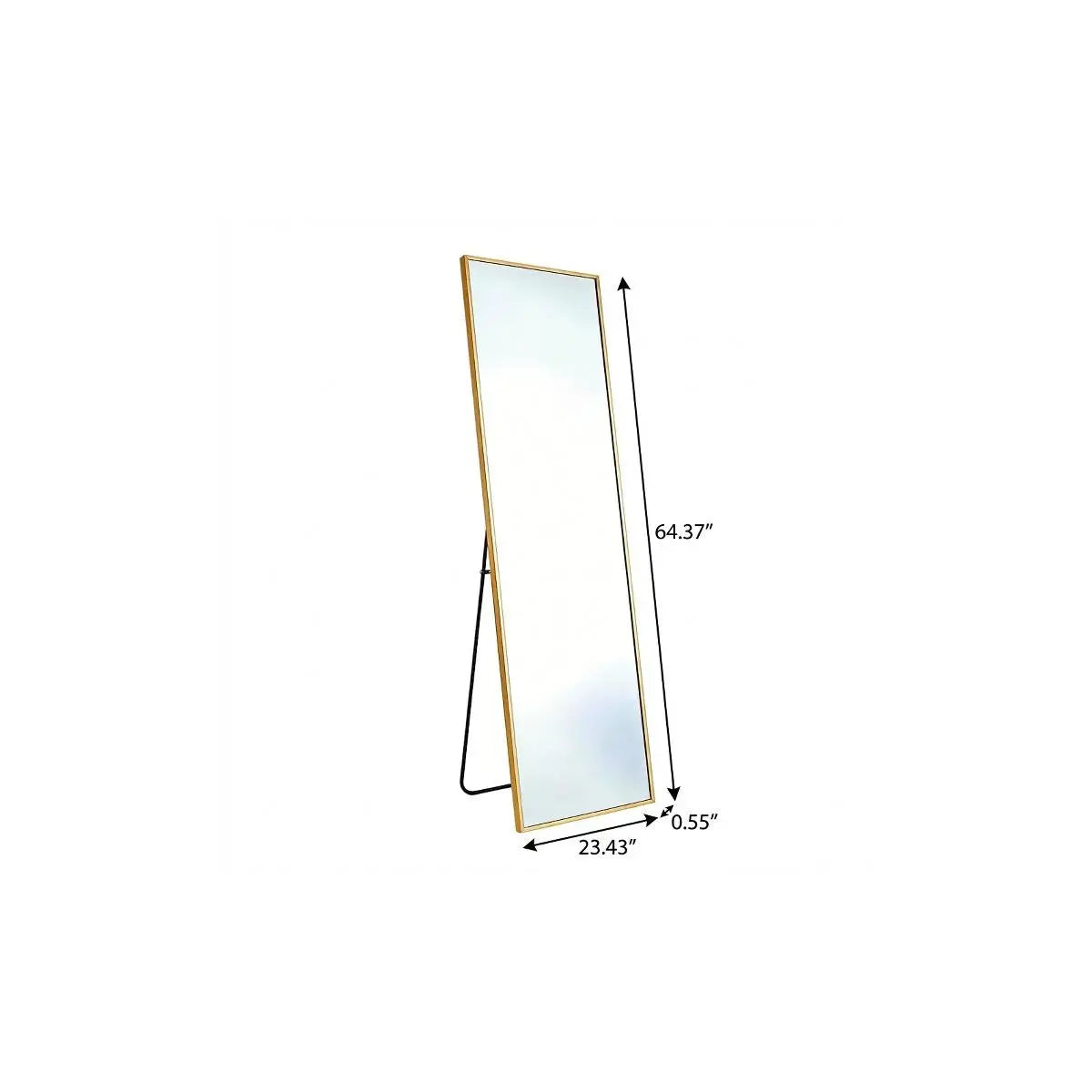 64" Gold Aluminum Freestanding And Wall Mounted Framed Full Length Mirror Homeroots Bed & Bath