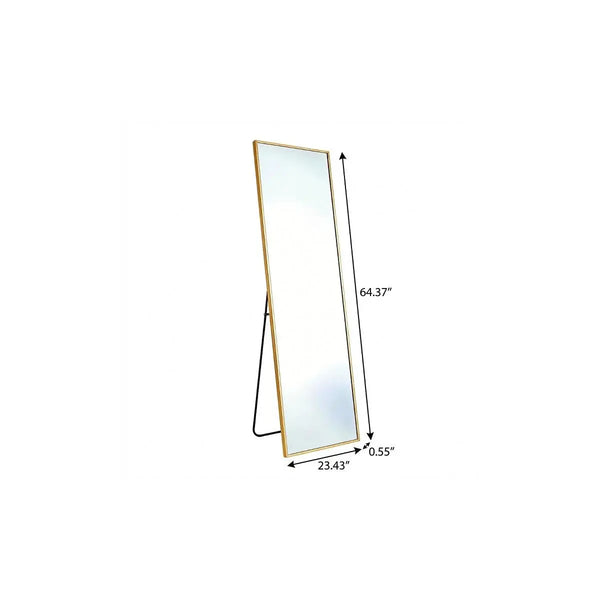 64" Gold Aluminum Freestanding And Wall Mounted Framed Full Length Mirror Homeroots Bed & Bath