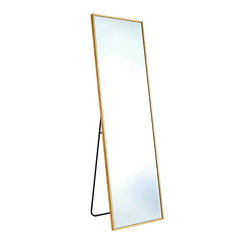 64" Gold Aluminum Freestanding And Wall Mounted Framed Full Length Mirror Homeroots Bed & Bath
