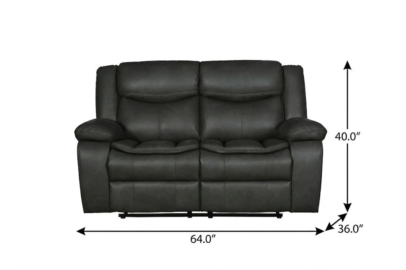 64" Gray Faux Leather Manual Reclining Love Seat Homeroots Living Room