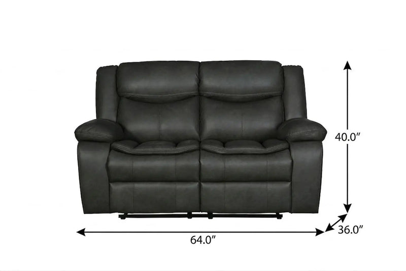 64" Gray Faux Leather Manual Reclining Love Seat Homeroots Living Room