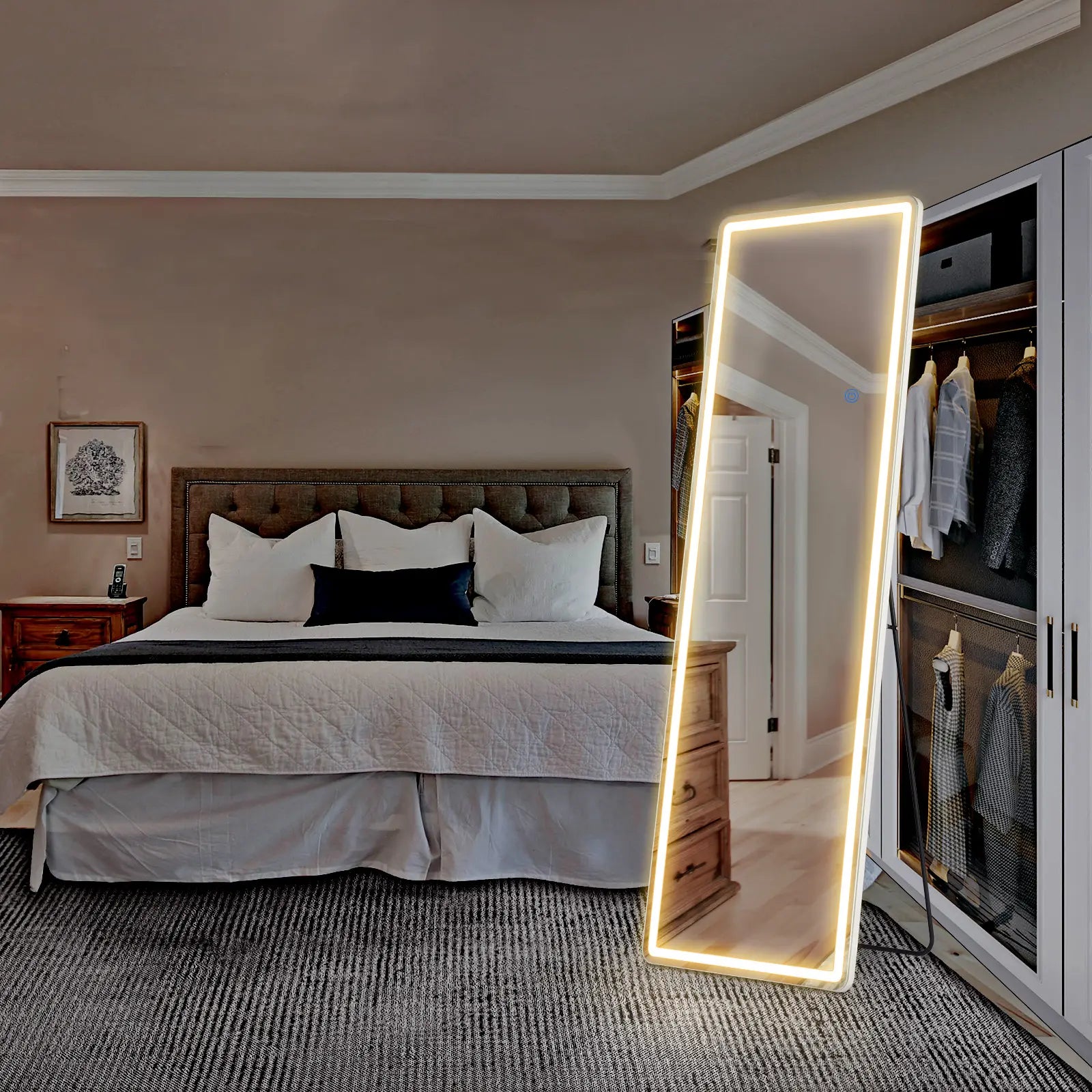 64" Lighted Wall Mount Leaning Or Freestanding Frameless Full Length Mirror Homeroots Bed & Bath