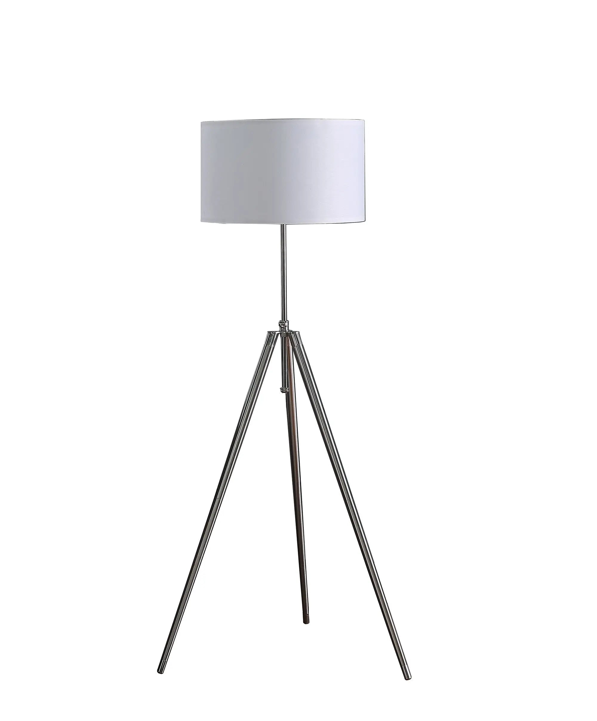 64" Silver Adjustable Tripod Floor Lamp With White Fabric Shade Homeroots Lighting