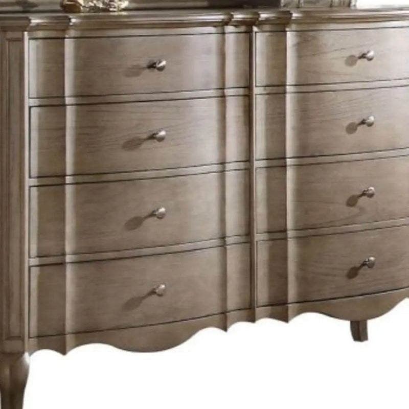 64" Taupe Solid and Manufactured Wood Eight Drawer Double Dresser Homeroots Bed & Bath