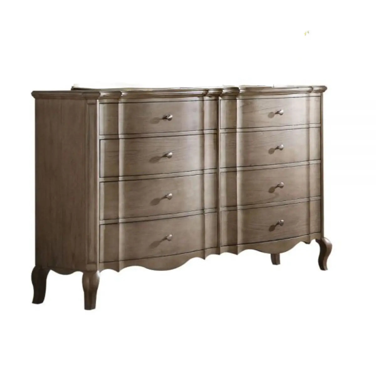 64" Taupe Solid and Manufactured Wood Eight Drawer Double Dresser Homeroots Bed & Bath
