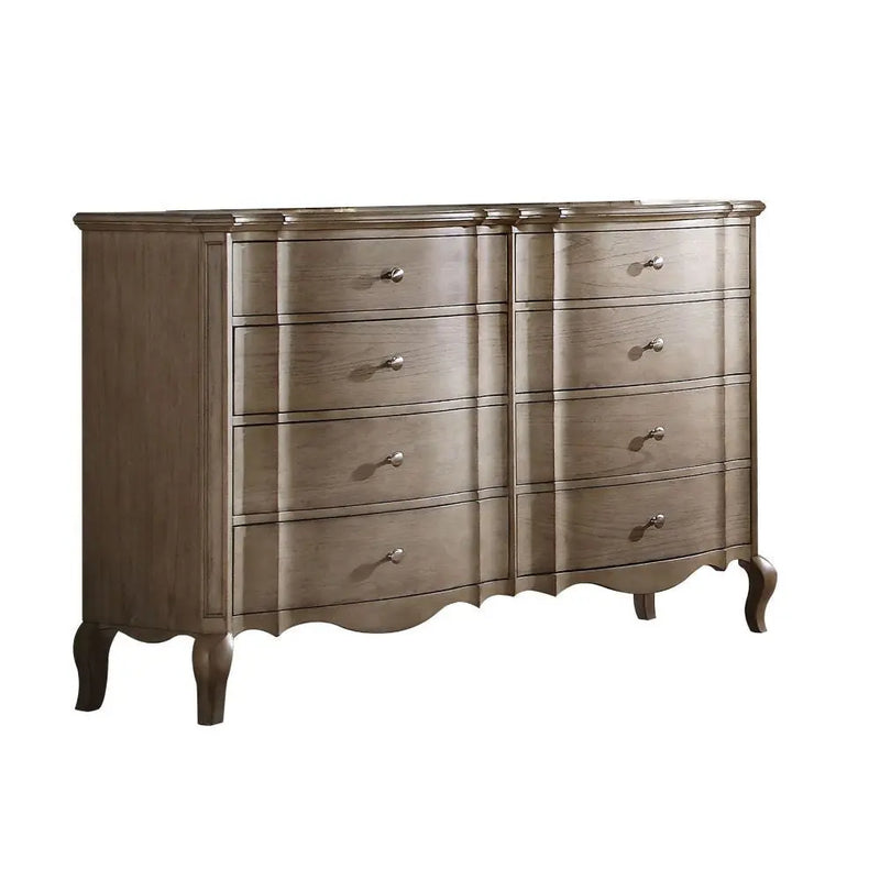 64" Taupe Solid and Manufactured Wood Eight Drawer Double Dresser Homeroots Bed & Bath
