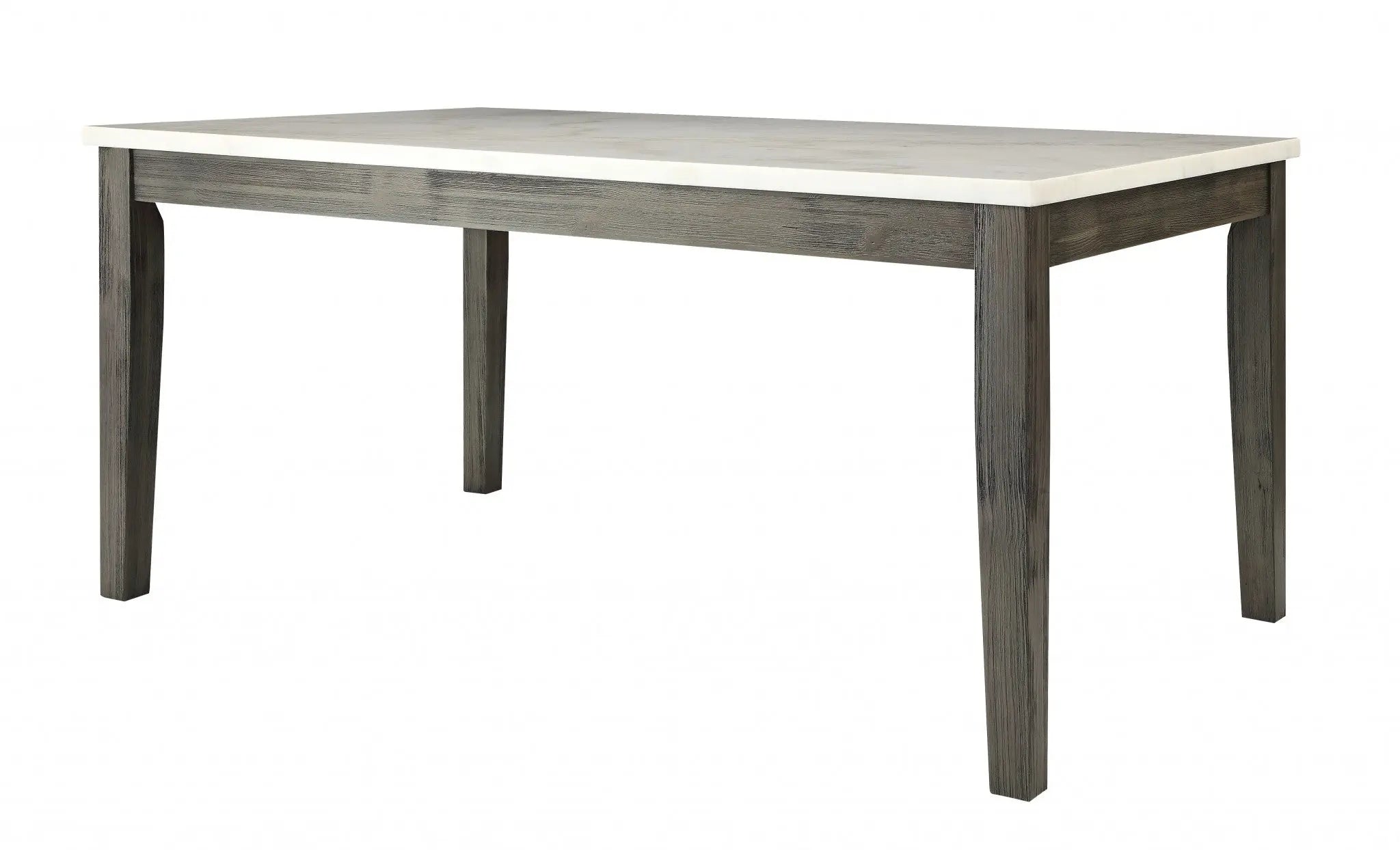 64" White And Gray Marble And Solid Wood Dining Table Homeroots Kitchen & Dining