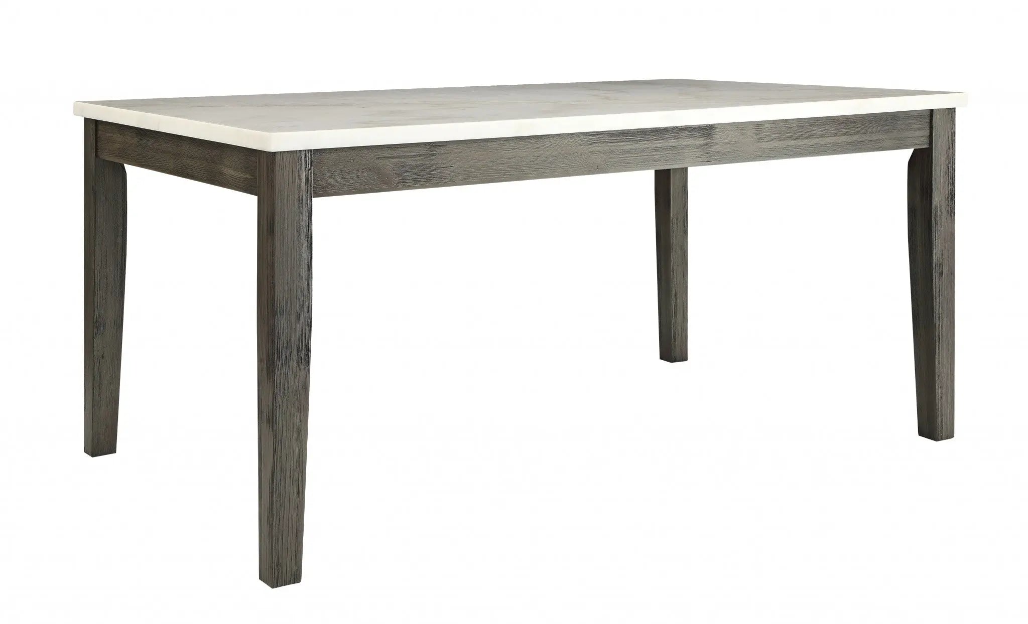 64" White And Gray Marble And Solid Wood Dining Table Homeroots Kitchen & Dining