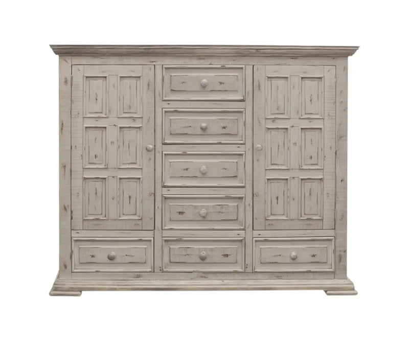 64" White Solid Wood Seven Drawer Gentlemans Chest - GreatEagleInc