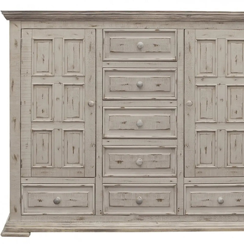 64" White Solid Wood Seven Drawer Gentlemans Chest - GreatEagleInc
